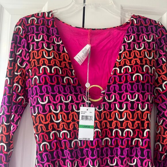 NWT Trina Turk Echo Long Sleeve Ring Front  Paddle Suit, Multi-Color, Large - Picture 4 of 8